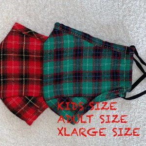 Flannel Plaid Pattern Face Mask With Filter Pocket